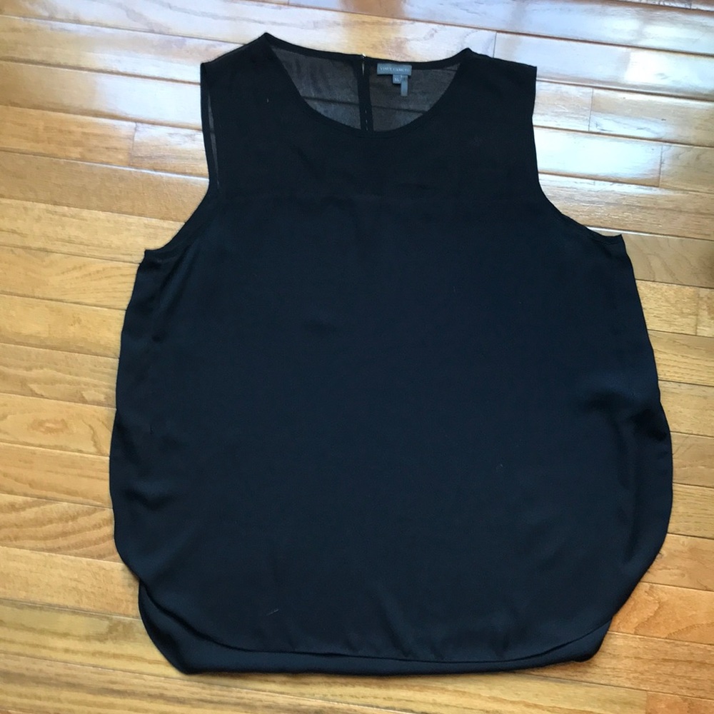 Vince Camuto Sleeveless Black Top Illusion Neck